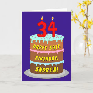 34:e födelsedagen: Roligt Cake and Candles + Custo Kort