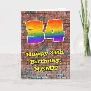 34:e födelsedagen: Roligt Graffiti-Inspired Rainbo Kort