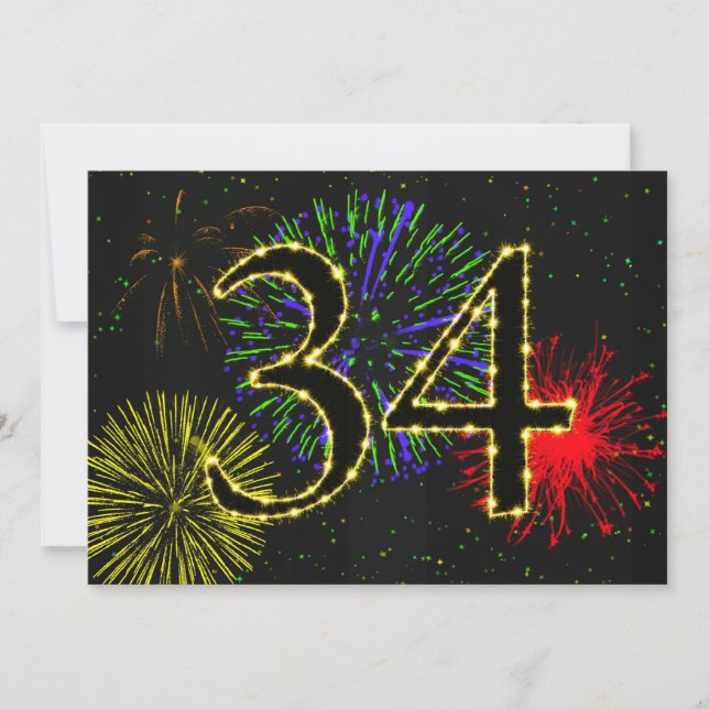 34:e födelsedagsfestens inbjudan (Framsida)