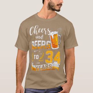 34:e födelsedagstjuren och Öl till 34 år födda i T Shirt