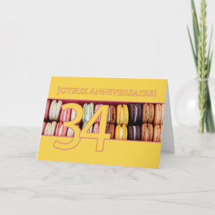 34:e Fransken av födelsedag: Macaron-Joyeux Annive Kort