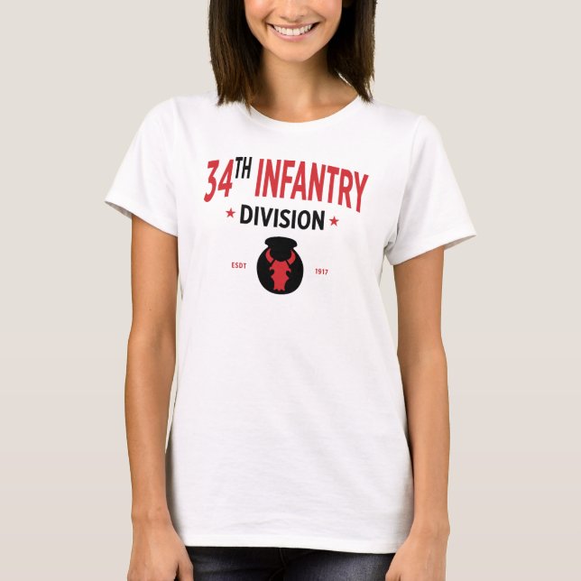 34:e infanteridivisionen - USA:s militära kvinnor T Shirt (Framsida)