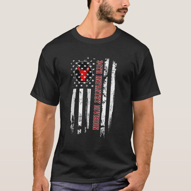 34:e infanteridivisionen Veteran USA flagga Vetera T Shirt (Framsida)