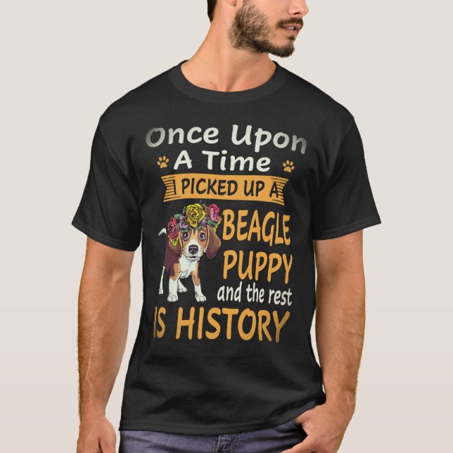 34 En gång i tiden -  Beagle Valp Beagle T Shirt (Framsida)