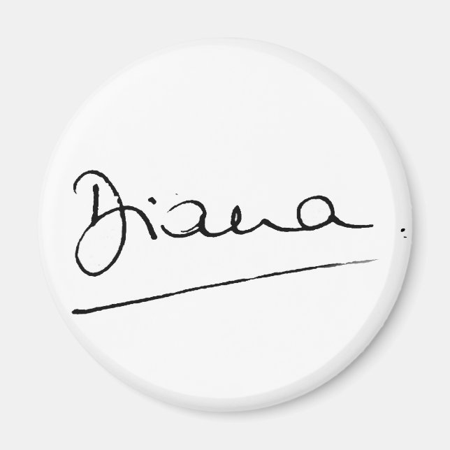 34 Princess Diana namnteckning. Magnet (Framsidan)