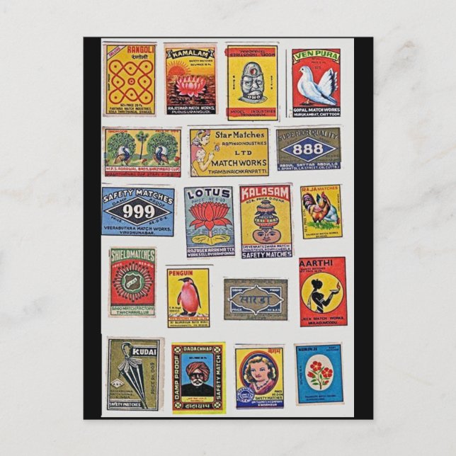 34 Säkerhetsmatchningar - vykort för Vintage (Framsida)