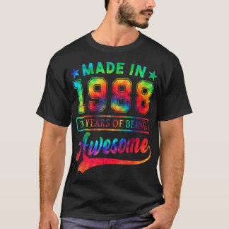 34 Year Old 34th Birthday Gift Tie Dye Awesome Sin T Shirt