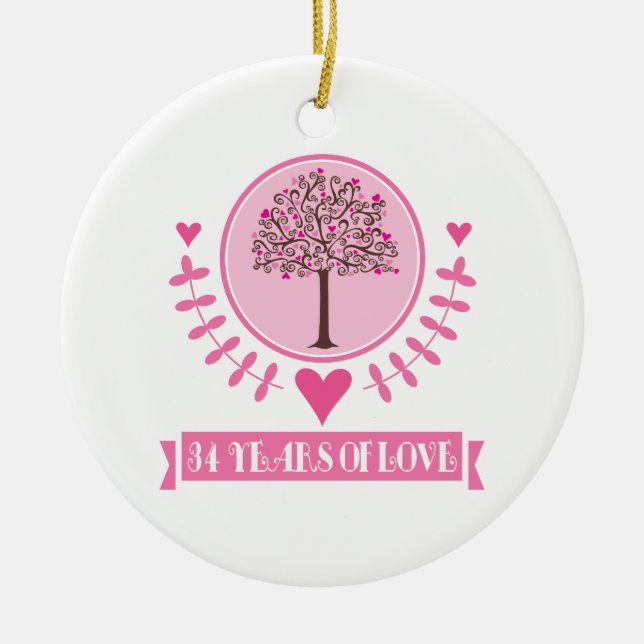 34th Årsdaggåvaidén för kopplar ihop Julgransprydnad Keramik (Framsidan)