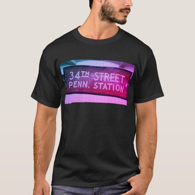 34th Street, Manhattan NYC Tile Sign T Shirt (Framsida)