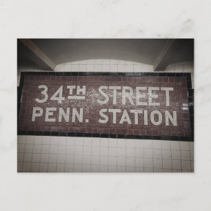 34th Street New York, NY Kakel Tågstation skylt Vykort