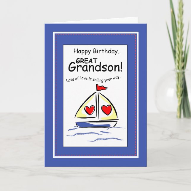 3541 Underbar Grandson Religiösa Sailboat Birthday Kort (Framsida)