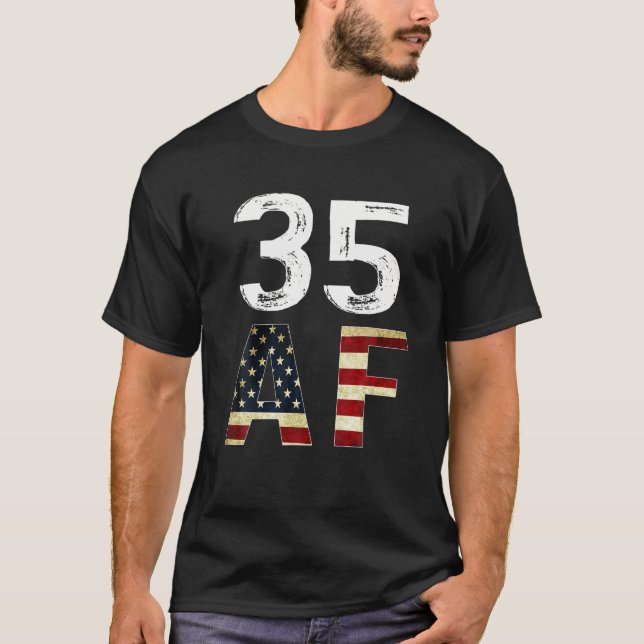 35 AF 35e Birthday American Flagga Tee (Framsida)