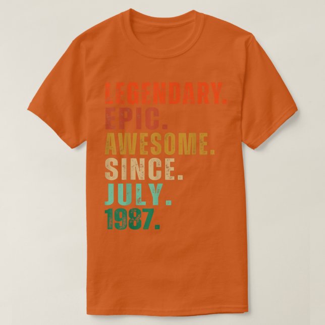 35 år gammal Funny Fantastisk sedan juli 1987 35e  T Shirt (Design framsida)