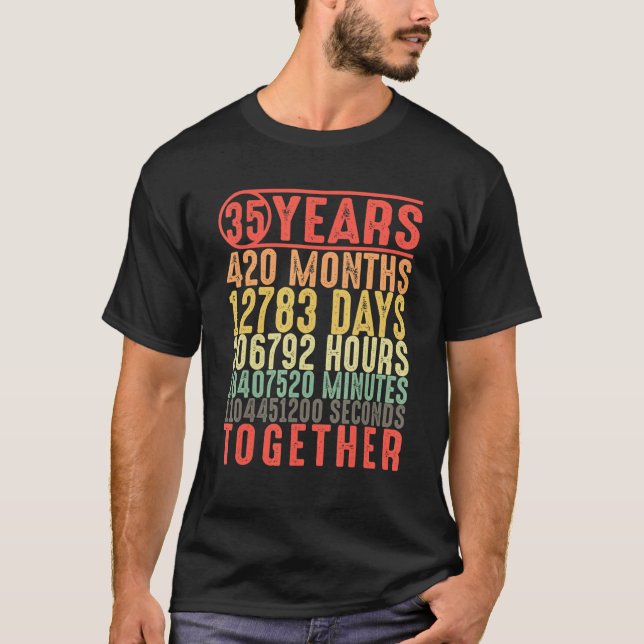 35 år Tillsammans 35e-årsdag Married Par T Shirt (Framsida)