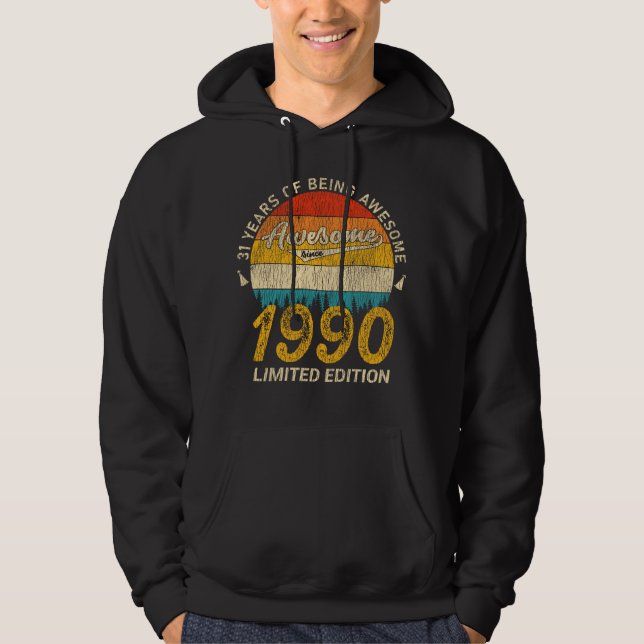 35-årig 35e på födelsedagen 1990 hoodie (Framsida)