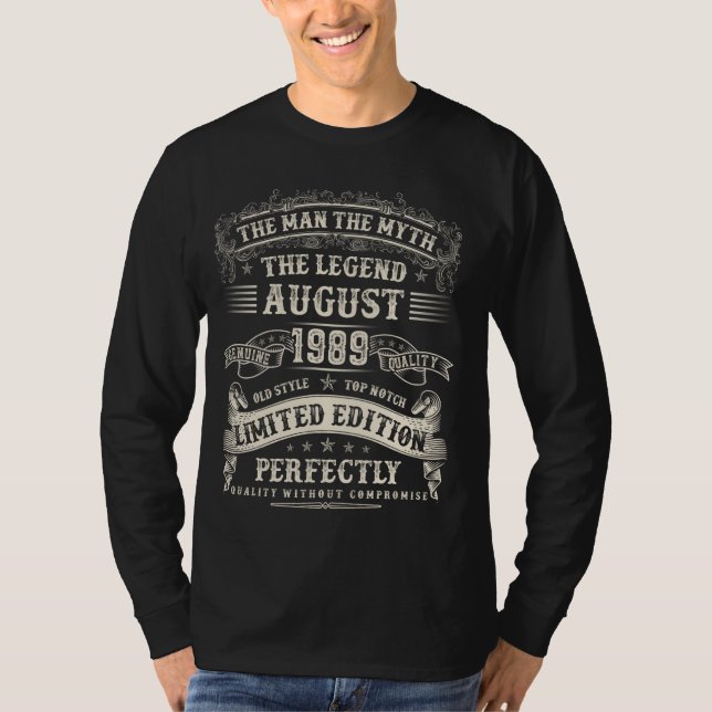 35-åriga dagskorgsgåvor För manar augusti 1989 35e T Shirt (Framsida)