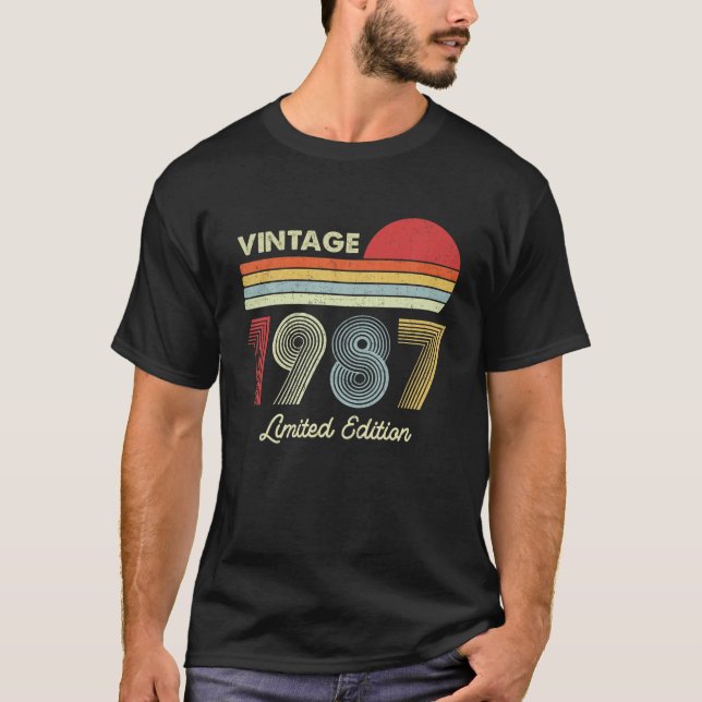 35 års 35e för gamla presenter Retro 1987 Begränsa T Shirt (Framsida)