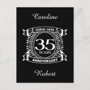 35-års bröllopsdag Coral Jade-krön Vykort