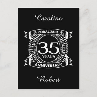 35-års bröllopsdag Coral Jade-krön Vykort