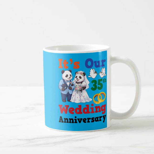 35-års Bryllupsdag Panda Par Tillsammans Kaffemugg (Höger)