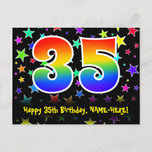 35-årsdag: Roliga stjärnor Mönster, Regnbåge 35, N Vykort