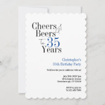 35-årsfödelsedags Skål och Öl Blå Typografi