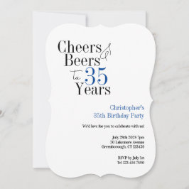 35-årsfödelsedagsfester Öl Parti Blå Typografi Inbjudningar