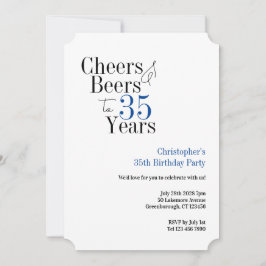 35-årsfödelsedagsmånad Öl Parti Blå Typografi Inbjudningar