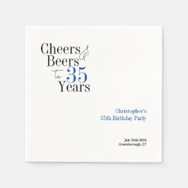 35-årsfödelsedagsmässa Öl Parti Blå Typografi Pappersservett