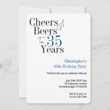35-årsfödelsedagsmässa Öltilläbehör Blå Typografi
