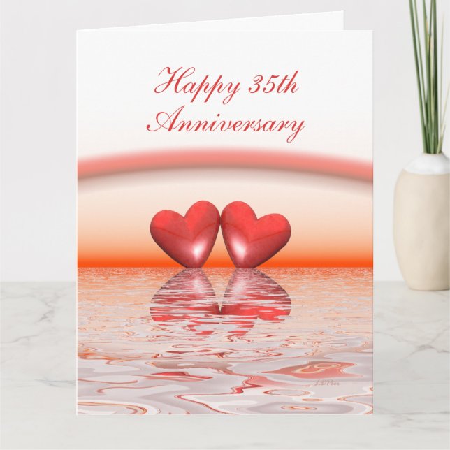 35-årsjubileum Coral Hearts Kort (Framsida)