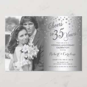 35-årsjubileum med foto - diamant silver inbjudningar