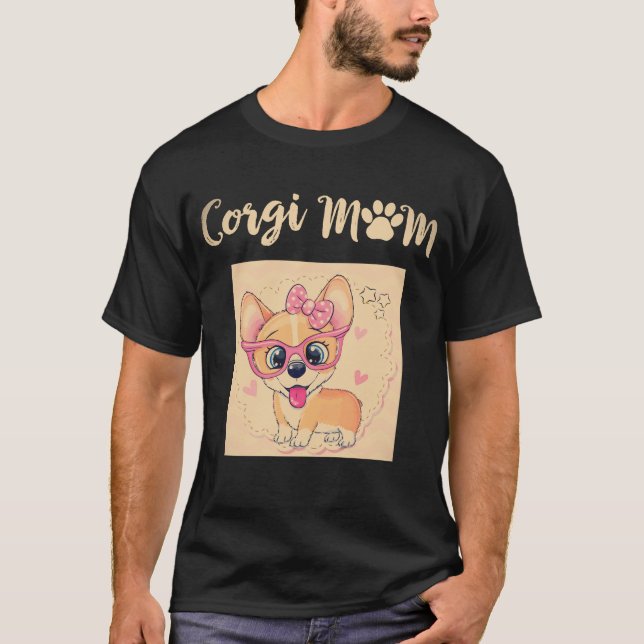 35 Corgi Mamma Corgi T Shirt (Framsida)