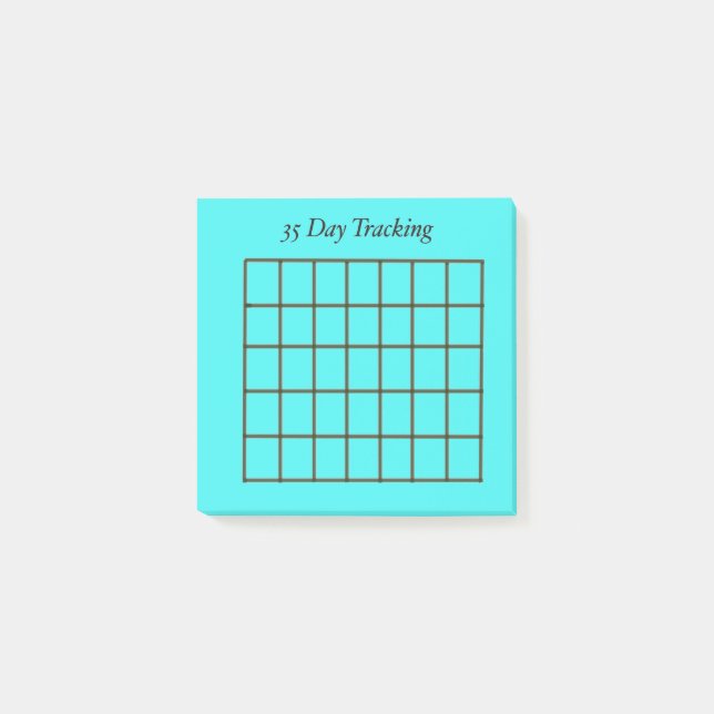35 dagars spårare Ljusblå anteckningar Post-it Block (Framsida)