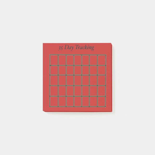 35 Day Tracking Red Sticky Note Post-it Block (Framsida)