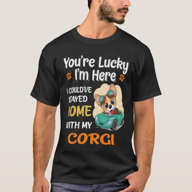 35 Du är en lycklig Corgi T Shirt (Framsida)