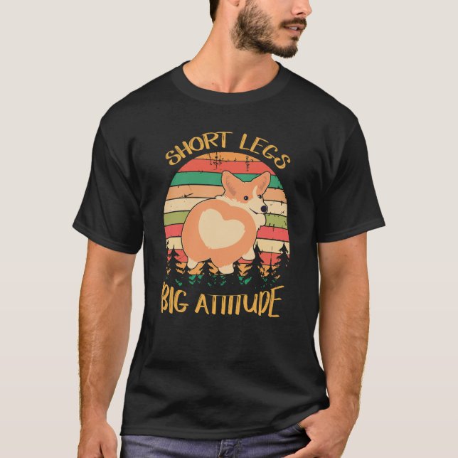 35 Korta Ben Stor Attityd Söt Corgi T Shirt (Framsida)