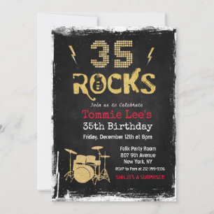 35 Rocks Rock Star Födelsedagsinbjudan Inbjudningar