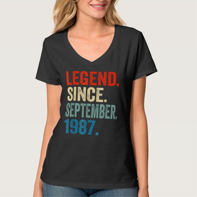 35 Years Old  Legend Since September 1987 35th Bir T Shirt (Framsida)