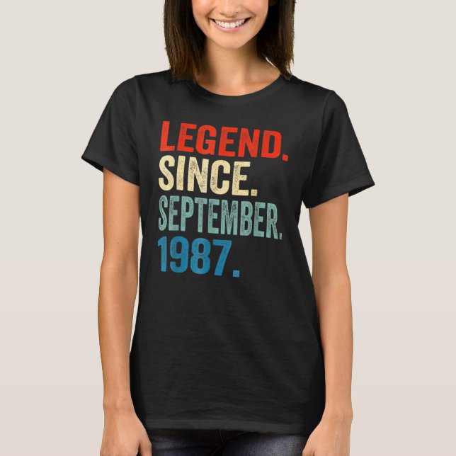 35 Years Old  Legend Since September 1987 35th Bir T Shirt (Framsida)