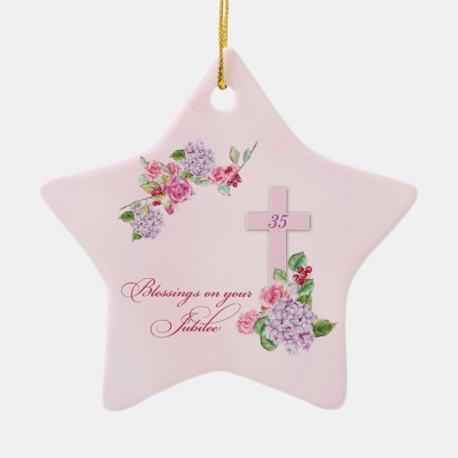 35e Årsdag för Religiösa Life Catholic Nun Julgransprydnad Keramik (Framsidan)