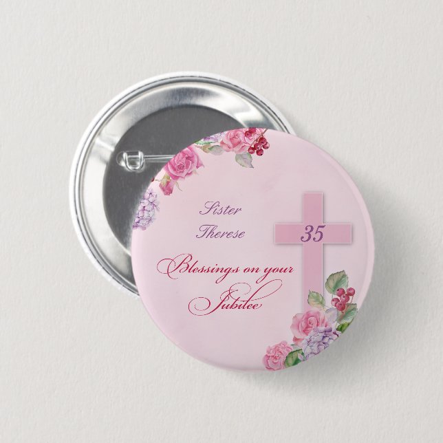 35e Årsdag för Religiösa Life Catholic Nun Knapp (Framsida & baksida)
