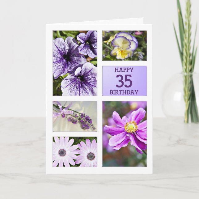 35e av födelsedagskort för Lavender-blommigtar Kort (Framsida)