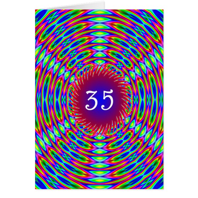 35e Birthday Abstrakt Trippy Swirls Hälsningskort (Framsidan)