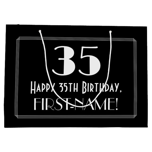 35e Birthday: Art Deco Inspired Stil "35", Namn (Baksidan)