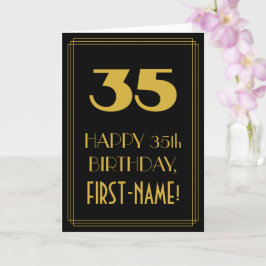35e Birthday - Art Deco Inspired Titta "35" & Namn Kort