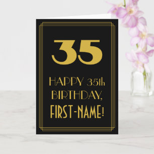 35e Birthday - Art Deco Inspired Titta "35" & Namn Kort