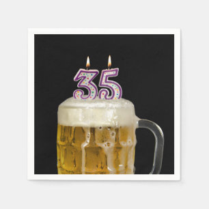 35e Birthday Beer on black Pappersservett