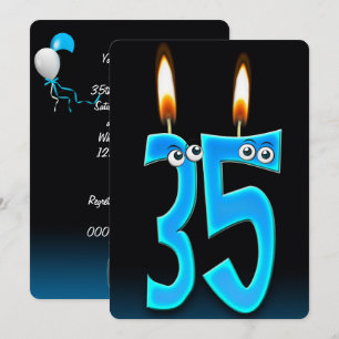 35e Birthday Candles med Eyebullar Inbjudningar