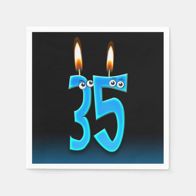 35e Birthday Candles med Eyebullar Pappersservett (Framsidan)